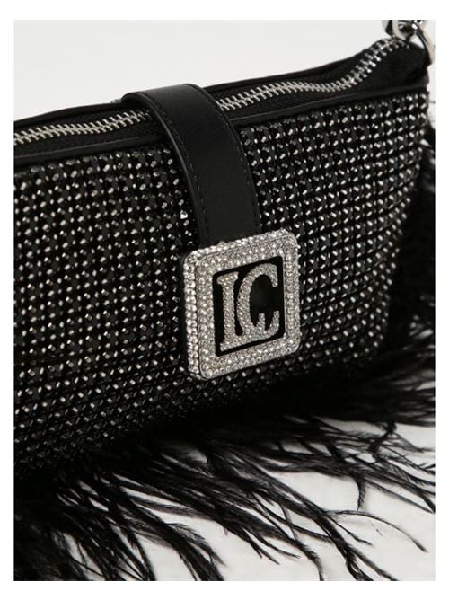 mini borsa con piume e strass La carrie | 132-KM-512-WSP/BLABLACK